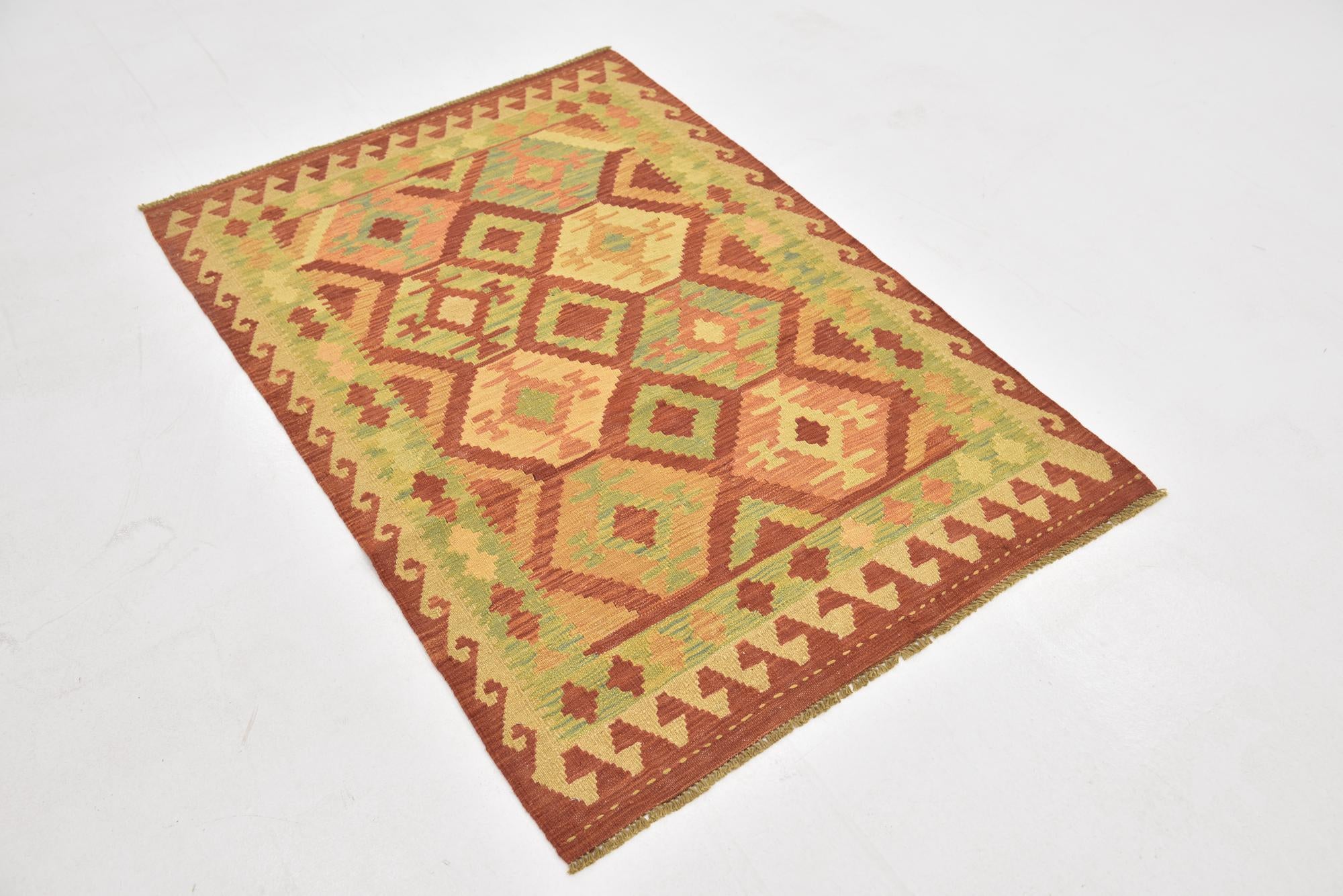 3' 3 x 5' Hand Woven Kilim Waziri Wool Rug