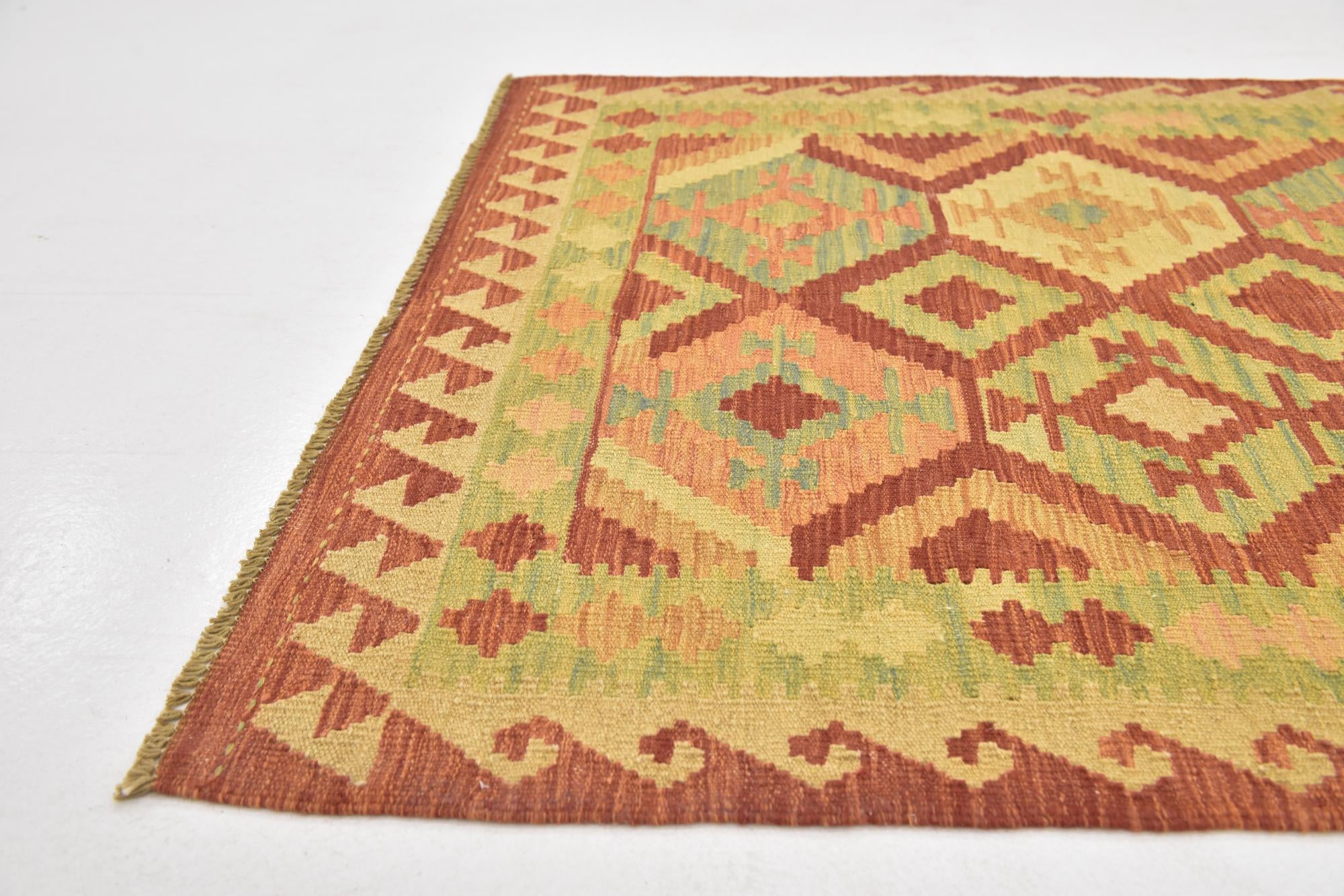 3' 3 x 5' Hand Woven Kilim Waziri Wool Rug