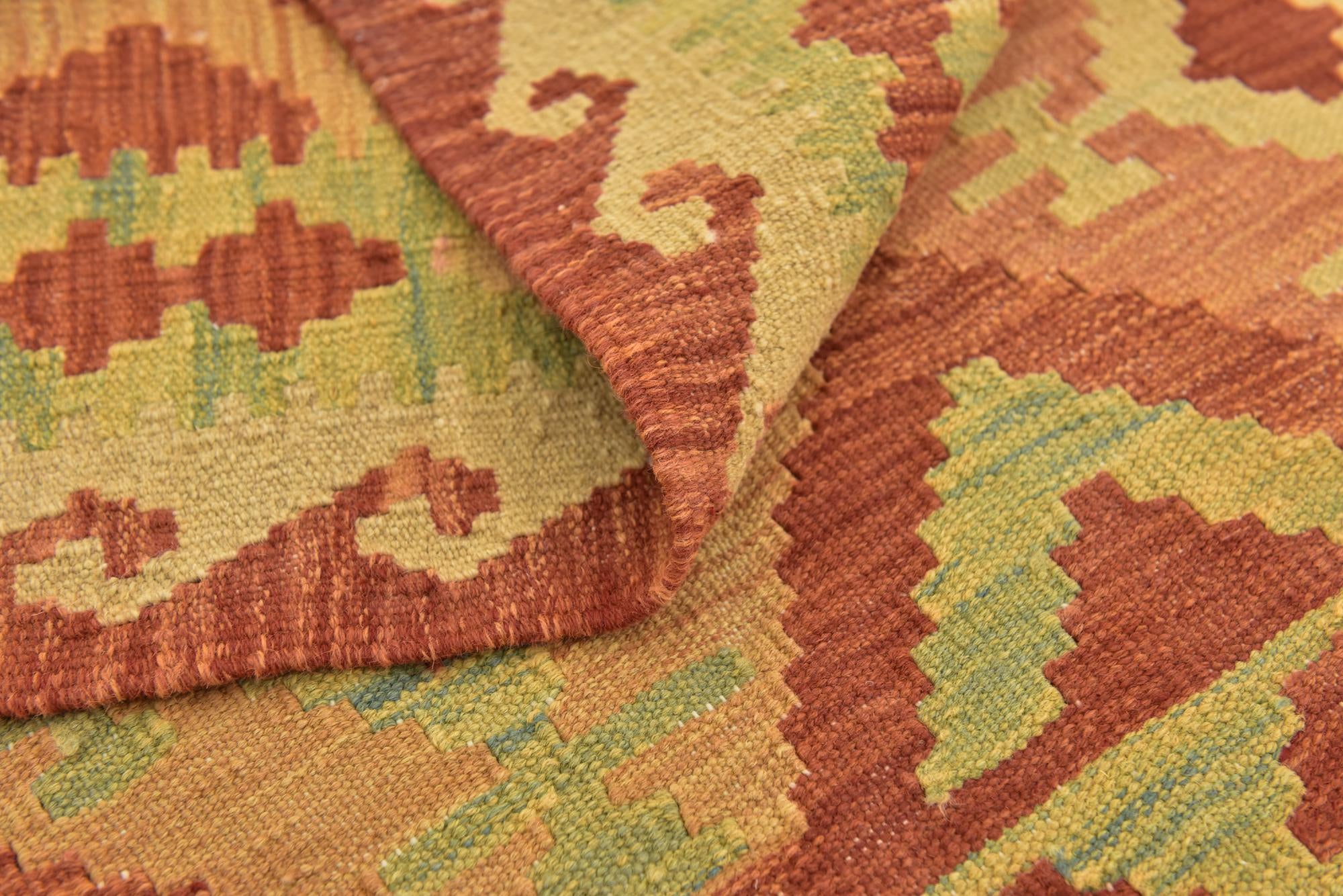 3' 3 x 5' Hand Woven Kilim Waziri Wool Rug