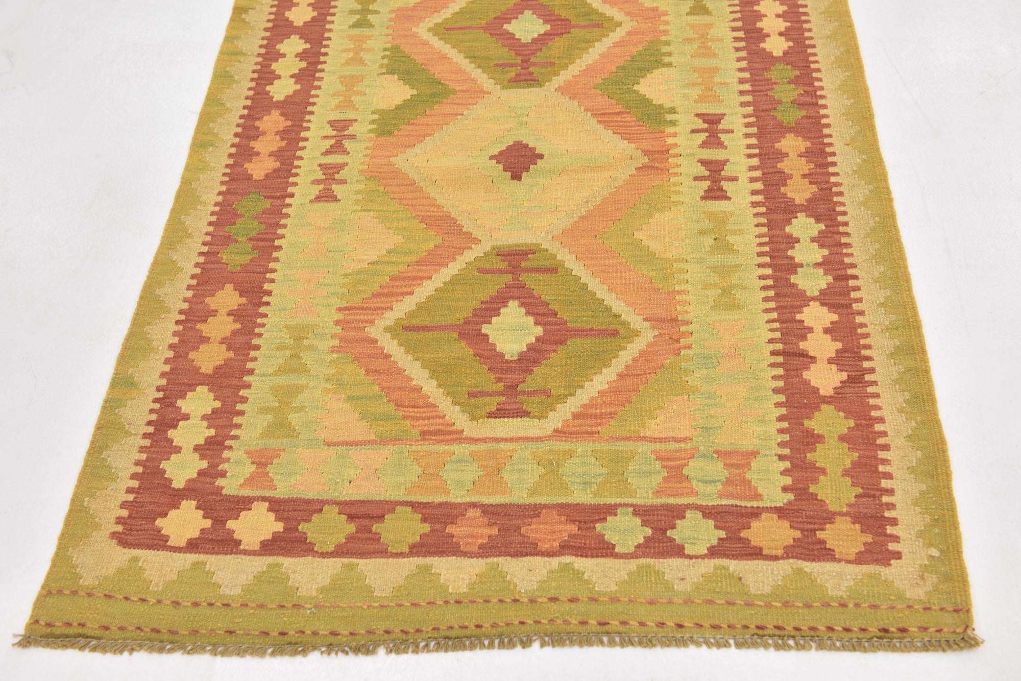3' 3 x 5' Hand Woven Kilim Waziri Wool Rug
