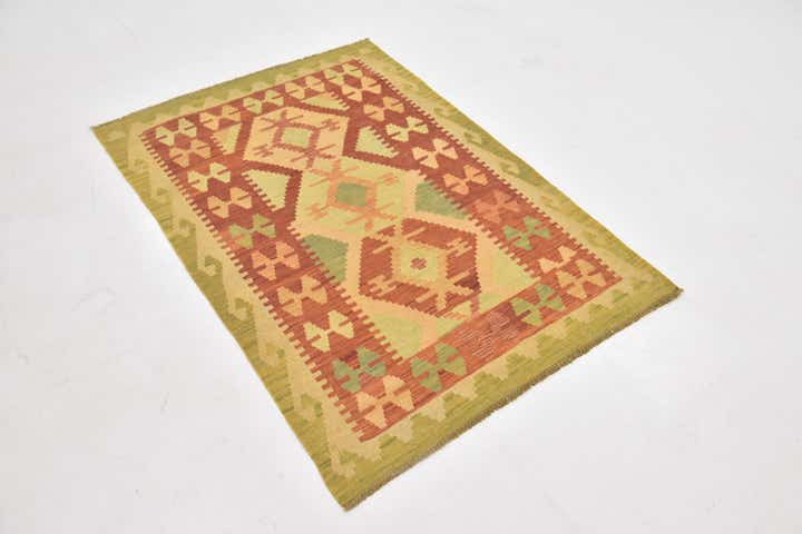 3' 3 x 4' 10 Hand Woven Kilim Waziri Wool Rug
