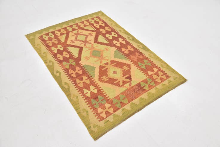 Detail image of 3' 3 x 4' 10 Hand Woven Kilim Waziri Wool Rug