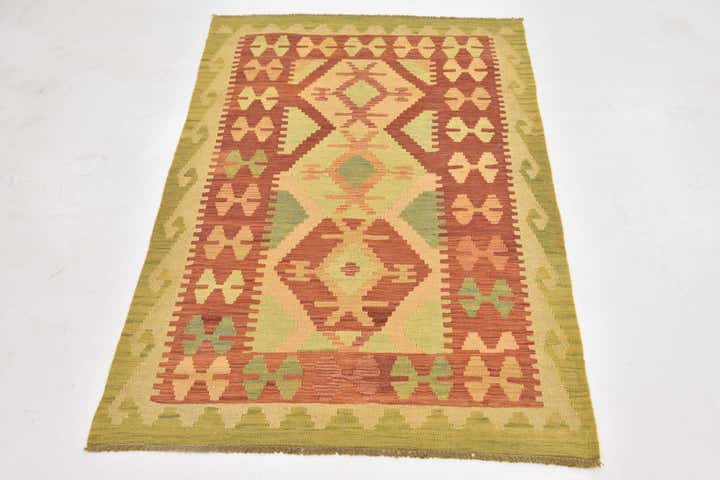 3' 3 x 4' 10 Hand Woven Kilim Waziri Wool Rug