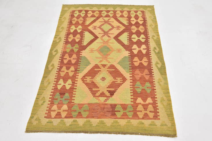 Detail image of 3' 3 x 4' 10 Hand Woven Kilim Waziri Wool Rug