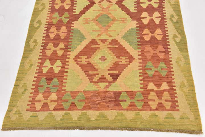 3' 3 x 4' 10 Hand Woven Kilim Waziri Wool Rug