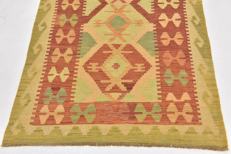 Detail image of 3' 3 x 4' 10 Hand Woven Kilim Waziri Wool Rug