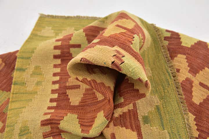 3' 3 x 4' 10 Hand Woven Kilim Waziri Wool Rug