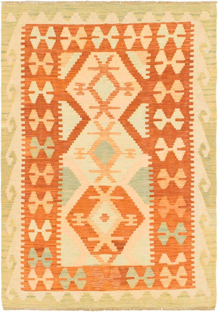 3' 3 x 4' 10 Hand Woven Kilim Waziri Wool Rug