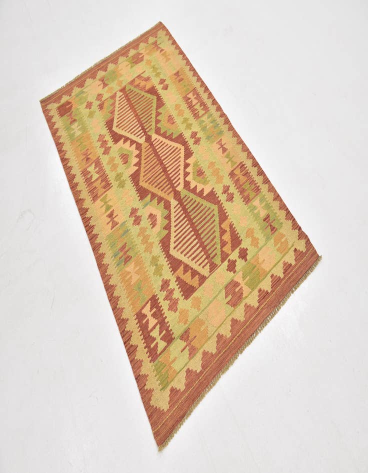 Detail image of 3' 2 x 5' Hand Woven Kilim Waziri Wool Rug