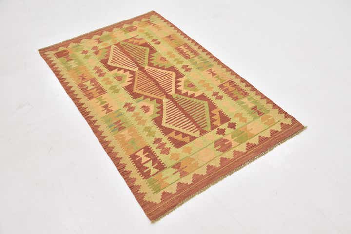 3' 2 x 5' Hand Woven Kilim Waziri Wool Rug
