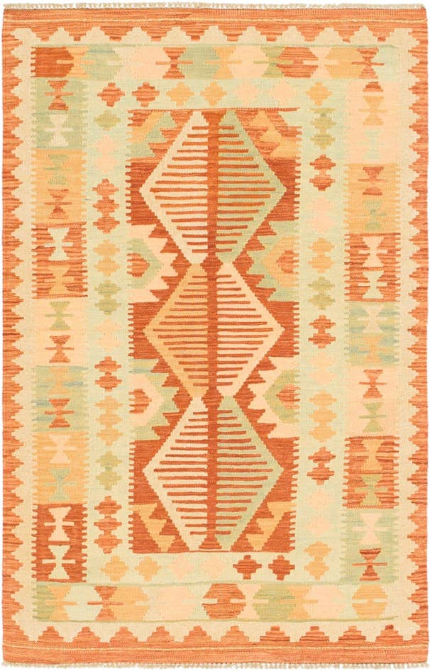 Detail image of 3' 2 x 5' Hand Woven Kilim Waziri Wool Rug