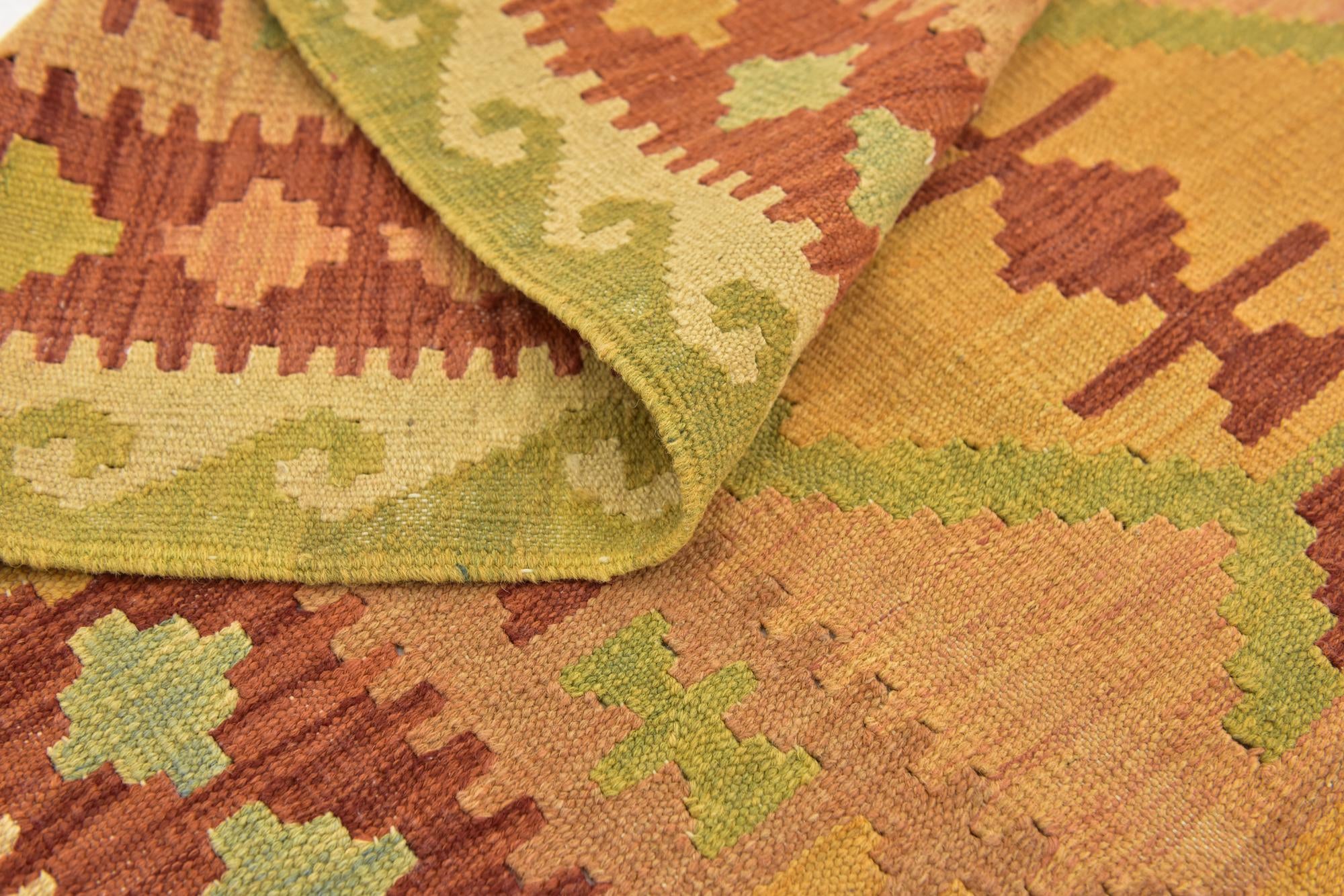 3' 2 x 5' Hand Woven Kilim Waziri Wool Rug