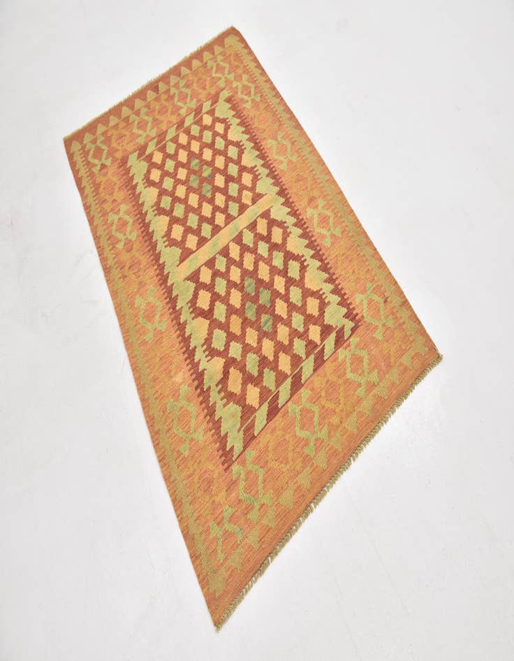 Detail image of 3' 4 x 5'  Hand Woven Kilim Waziri Wool Rug