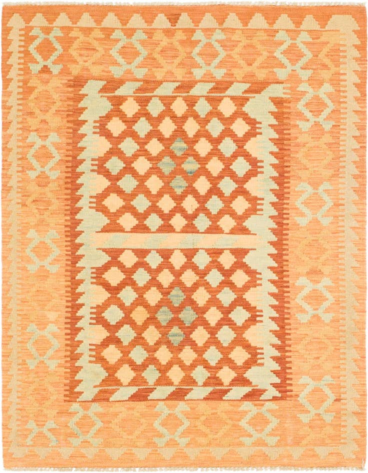 Detail image of 3' 4 x 5' Hand Woven Kilim Waziri Wool Rug