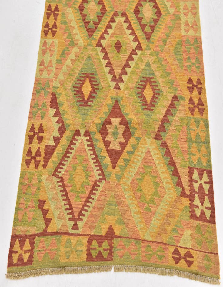 Detail image of 3' 2 x 4' 10  Hand Woven Kilim Waziri Wool Rug