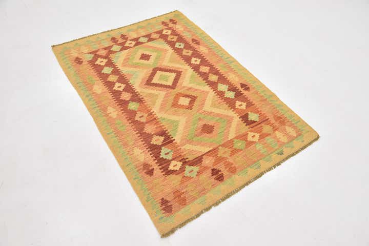 3' 4 x 5' Hand Woven Kilim Waziri Wool Rug