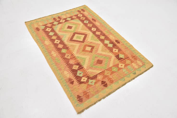 Detail image of 3' 4 x 5' Hand Woven Kilim Waziri Wool Rug