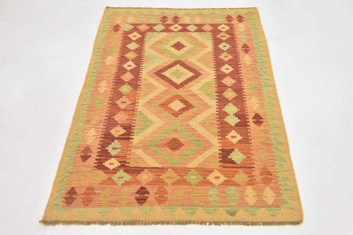 3' 4 x 5' Hand Woven Kilim Waziri Wool Rug
