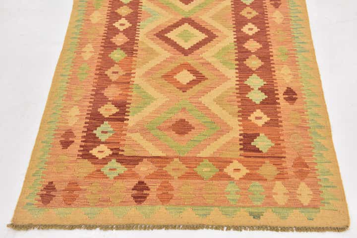3' 4 x 5' Hand Woven Kilim Waziri Wool Rug