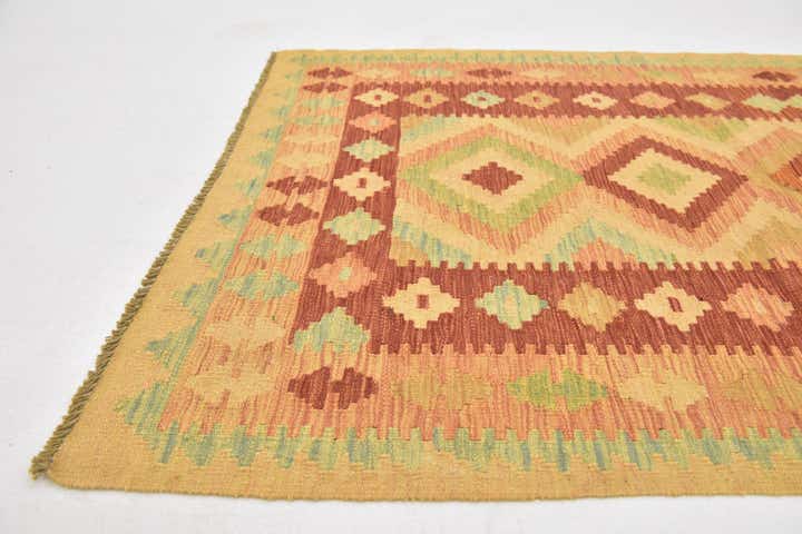 3' 4 x 5' Hand Woven Kilim Waziri Wool Rug