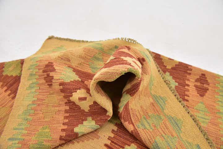 3' 4 x 5' Hand Woven Kilim Waziri Wool Rug