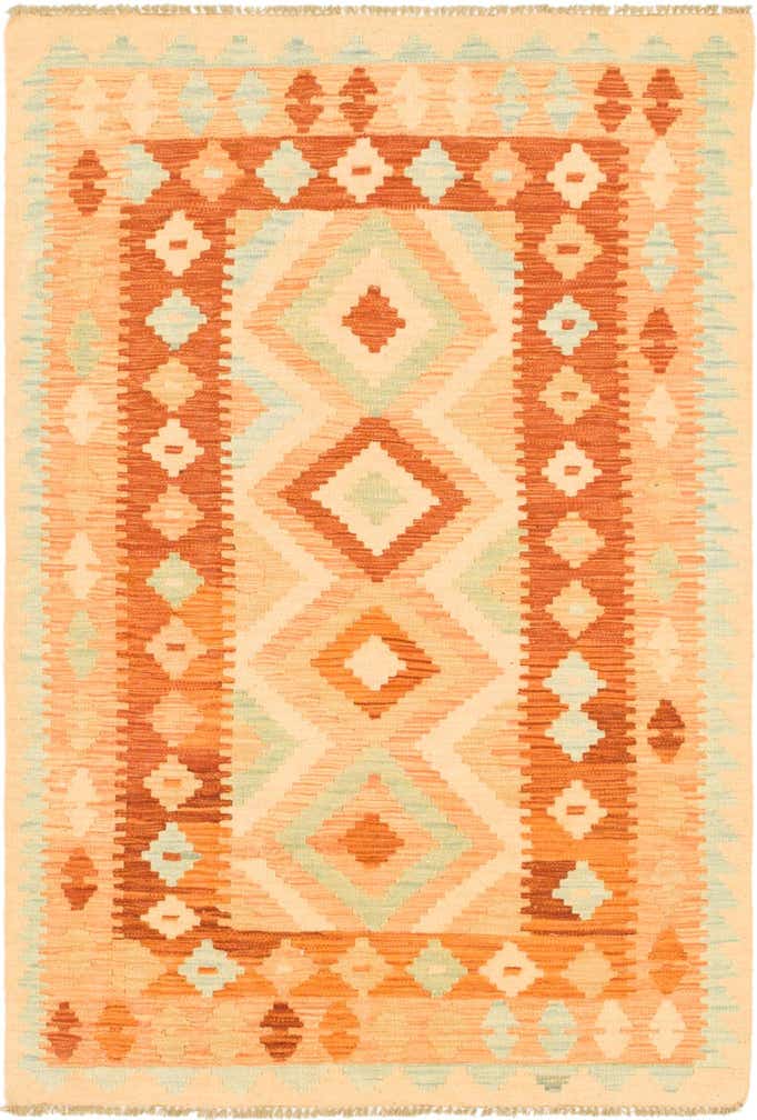 3' 4 x 5' Hand Woven Kilim Waziri Wool Rug
