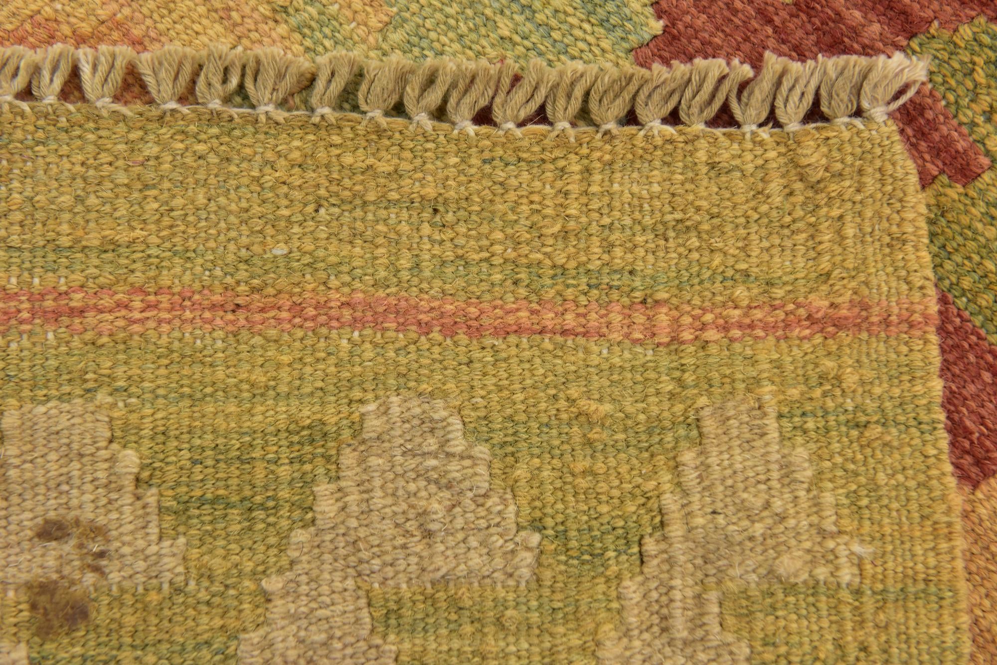 3' 4 x 4' 10 Hand Woven Kilim Waziri Wool Rug