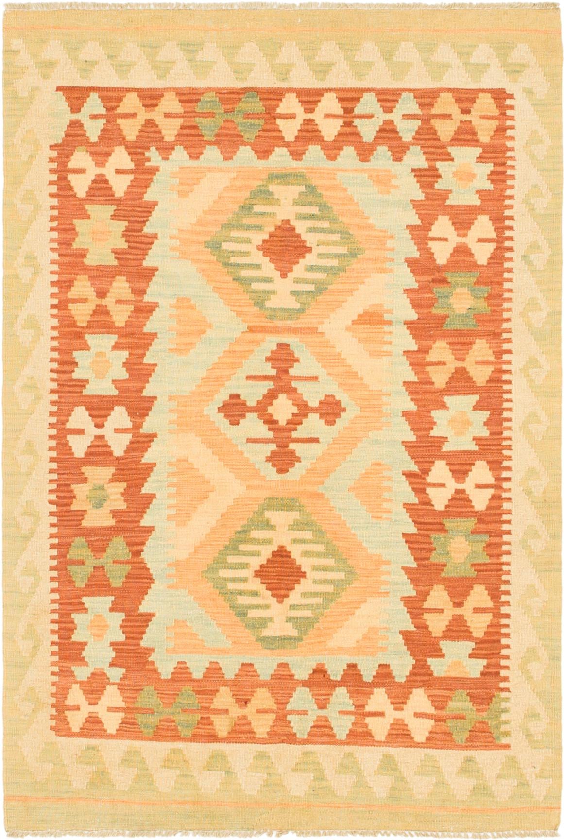 3' 4 x 4' 10 Hand Woven Kilim Waziri Wool Rug
