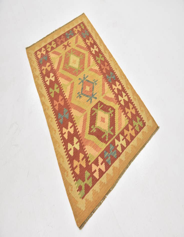 Detail image of 3' 2 x 5' Hand Woven Kilim Waziri Wool Rug