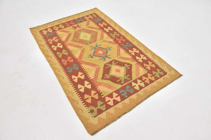 3' 2 x 5' Hand Woven Kilim Waziri Wool Rug