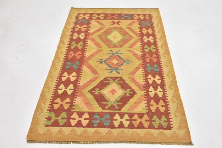 Detail image of 3' 2 x 5' Hand Woven Kilim Waziri Wool Rug