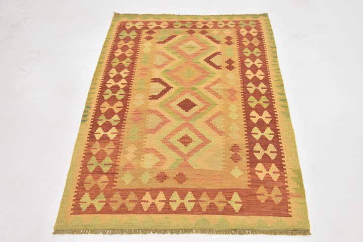 3' 5 x 5' Hand Woven Kilim Waziri Wool Rug