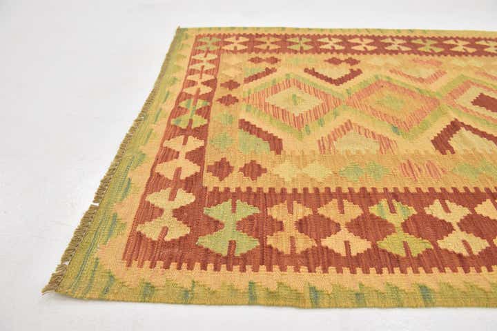 3' 5 x 5' Hand Woven Kilim Waziri Wool Rug