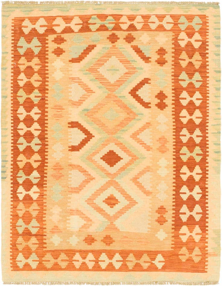 Detail image of 3' 5 x 5' Hand Woven Kilim Waziri Wool Rug