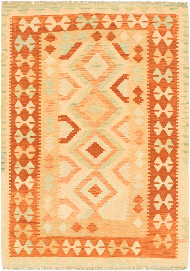 Detail image of 3' 5 x 5' Hand Woven Kilim Waziri Wool Rug