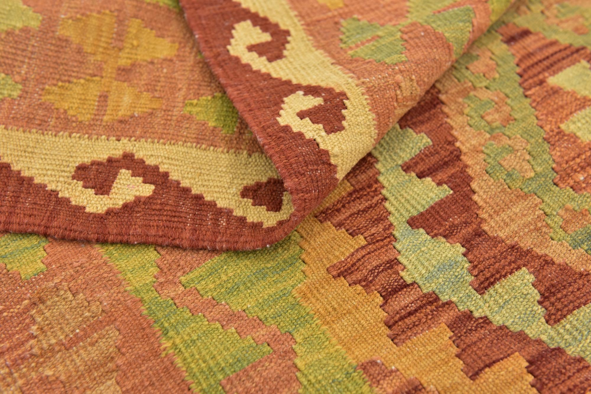 3' 2 x 4' 9 Hand Woven Kilim Waziri Wool Rug