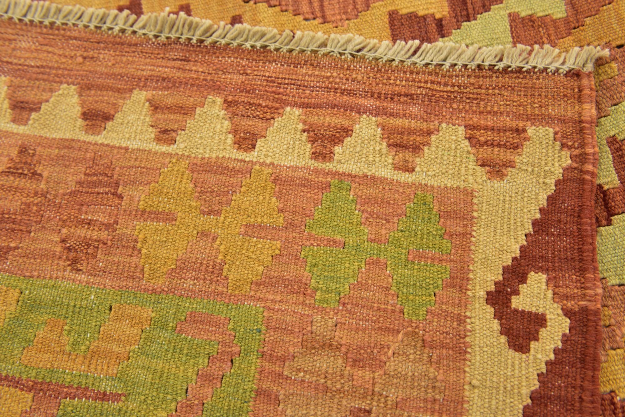 3' 2 x 4' 9 Hand Woven Kilim Waziri Wool Rug