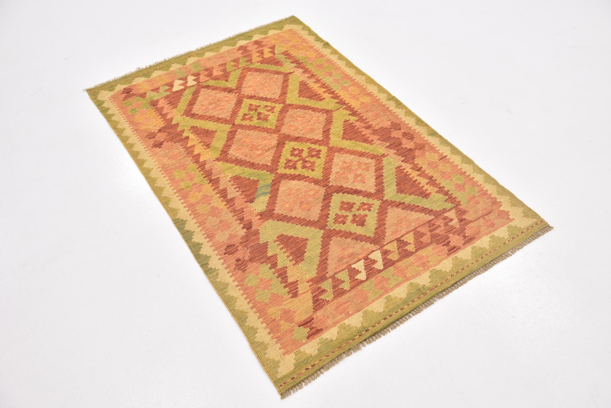 3' 3 x 5' Hand Woven Kilim Waziri Wool Rug