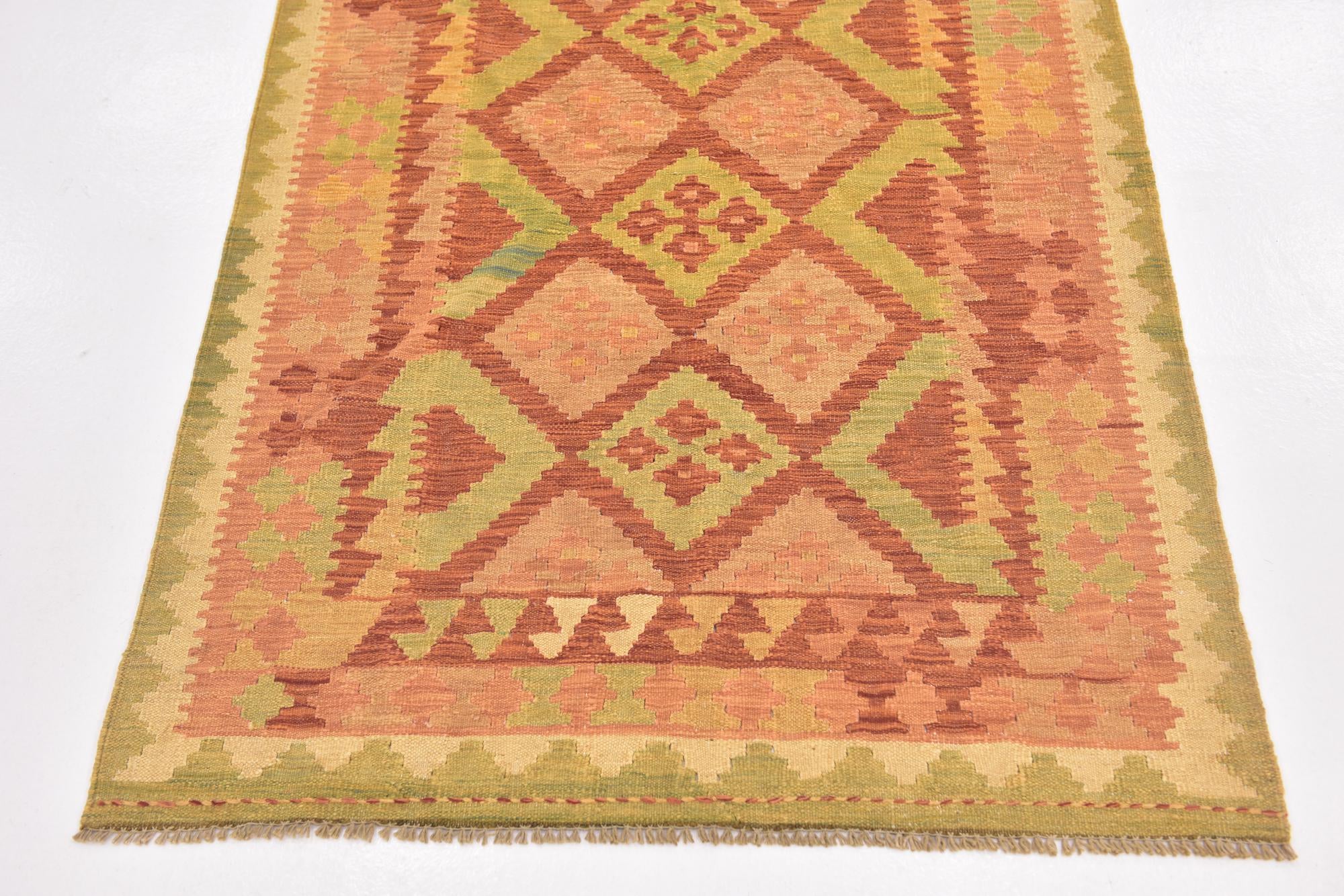 3' 3 x 5' Hand Woven Kilim Waziri Wool Rug