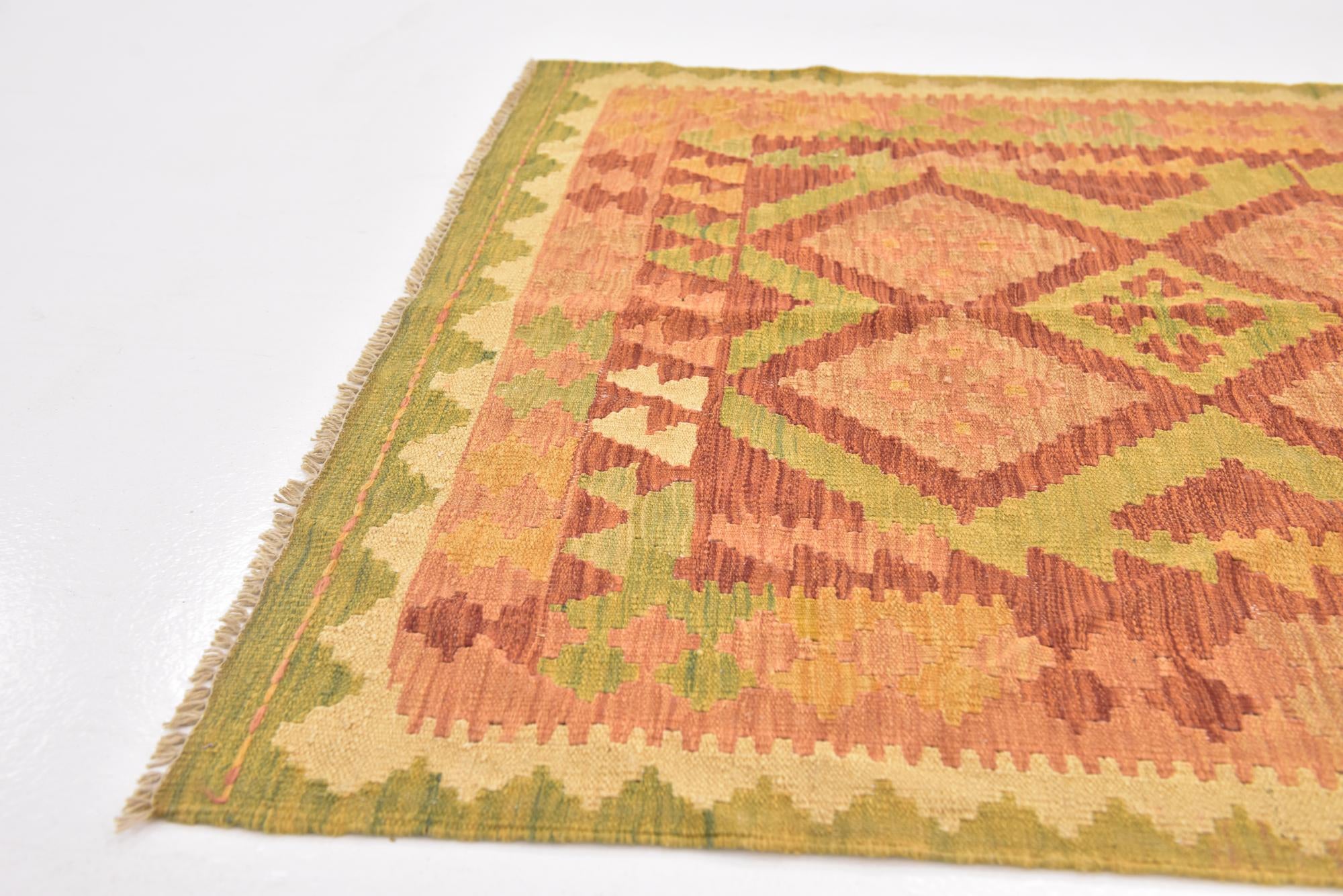 3' 3 x 5' Hand Woven Kilim Waziri Wool Rug