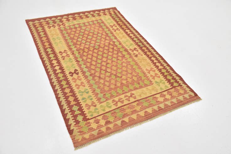 Detail image of 3' 3 x 5' Hand Woven Kilim Waziri Wool Rug