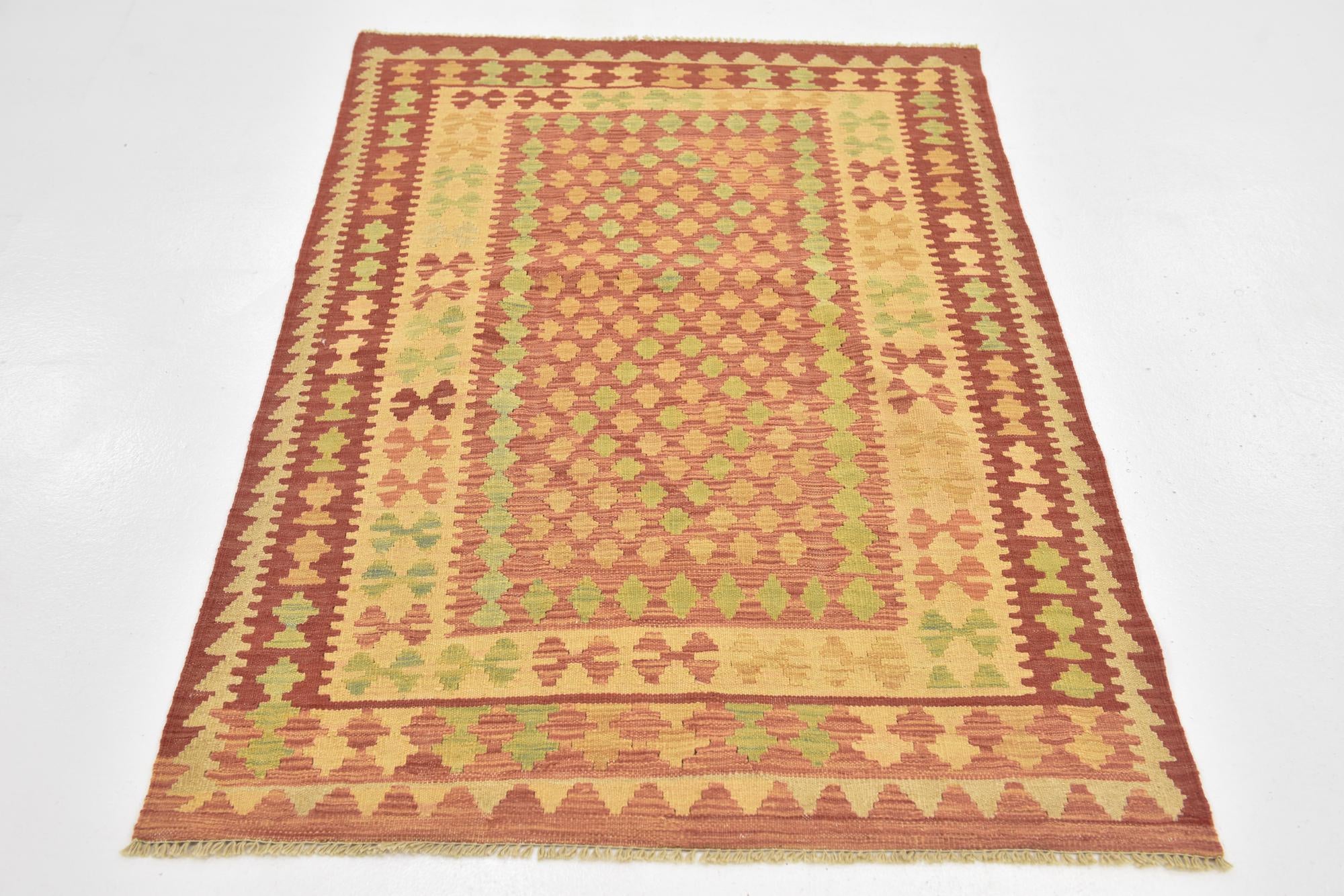 3' 3 x 5' Hand Woven Kilim Waziri Wool Rug
