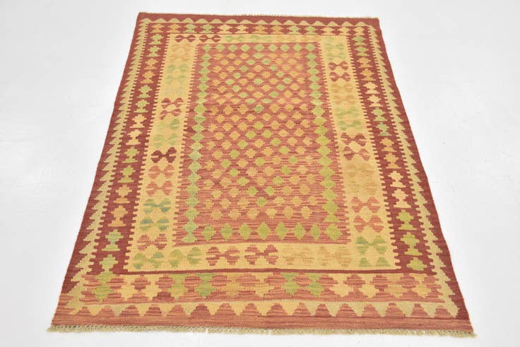 Detail image of 3' 3 x 5' Hand Woven Kilim Waziri Wool Rug