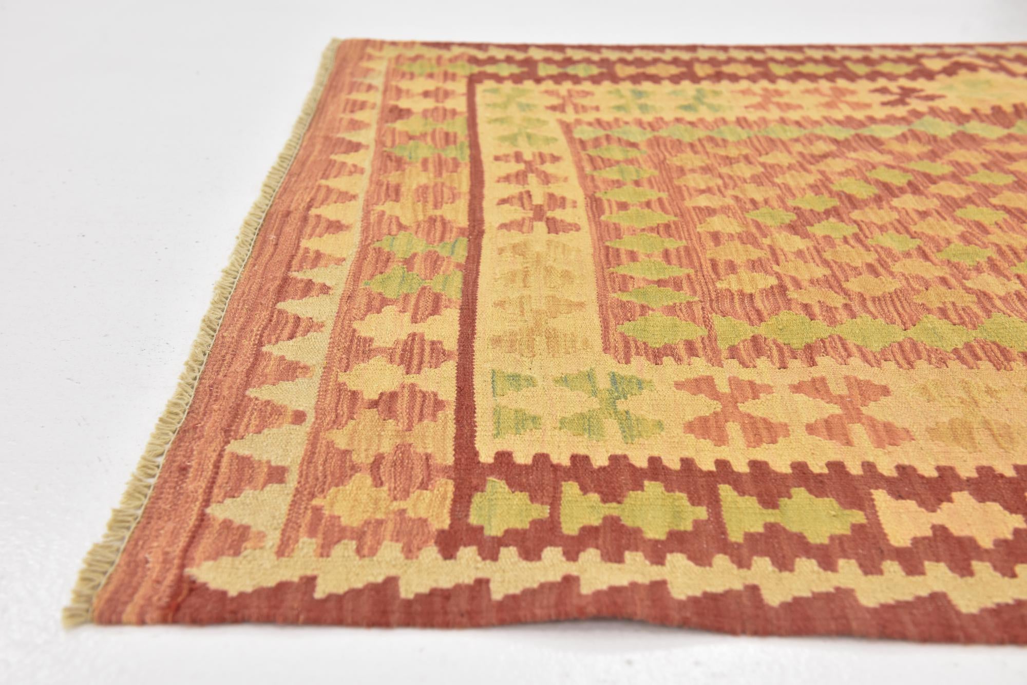 3' 3 x 5' Hand Woven Kilim Waziri Wool Rug