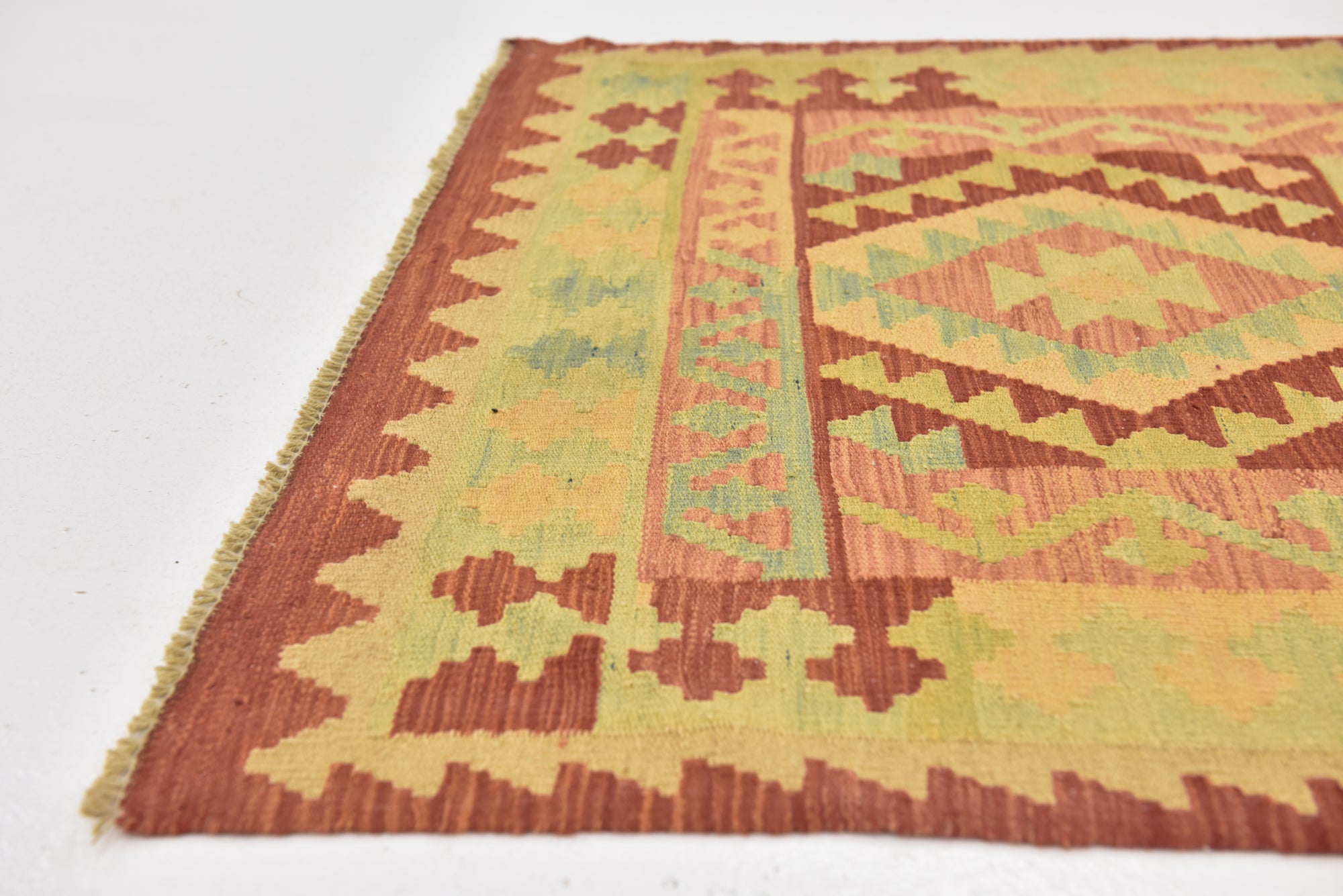 3' 4 x 5' 2 Hand Woven Kilim Waziri Wool Rug