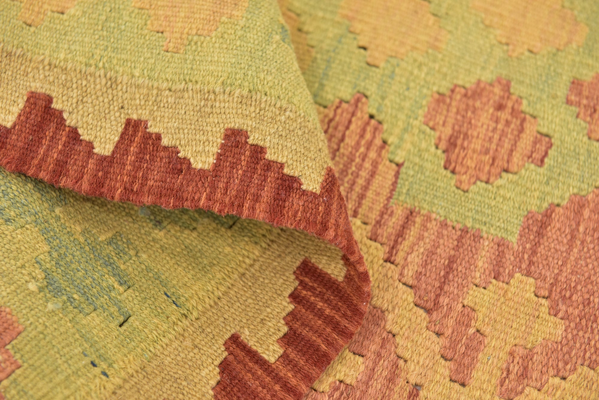 3' 4 x 5' 2 Hand Woven Kilim Waziri Wool Rug