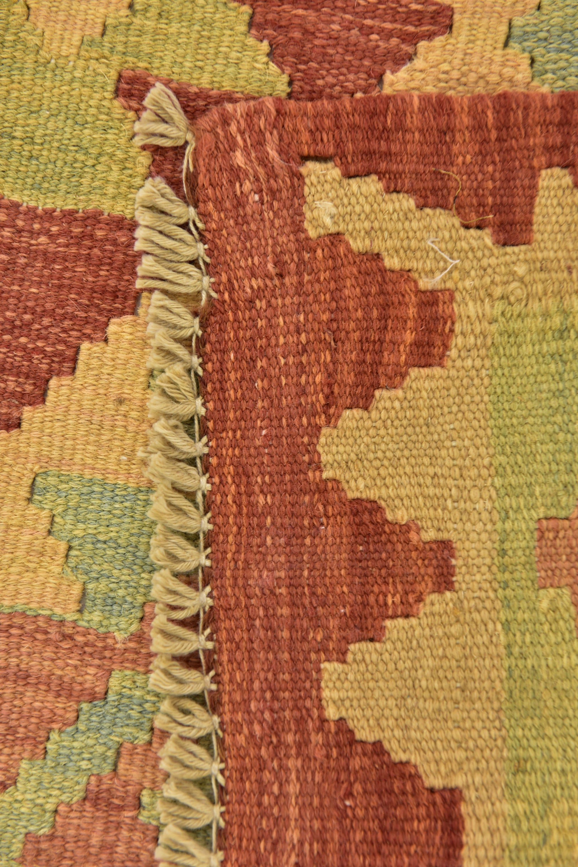 3' 4 x 5' 2 Hand Woven Kilim Waziri Wool Rug