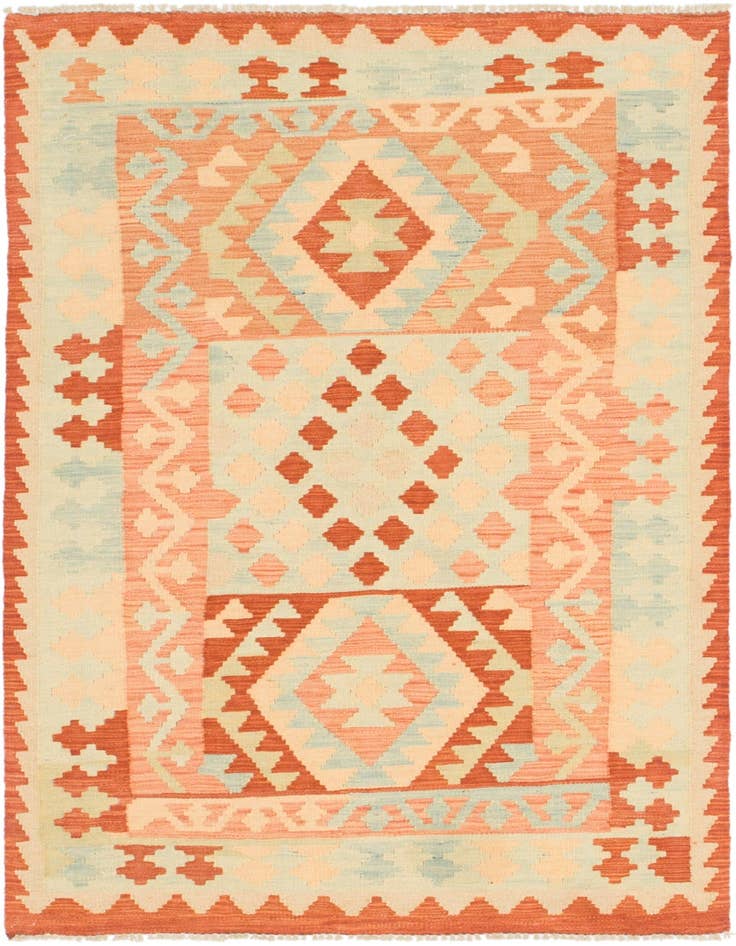 Detail image of 3' 4 x 5' 2 Hand Woven Kilim Waziri Wool Rug