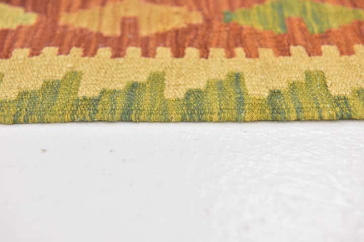3' 2 x 4' 10 Hand Woven Kilim Waziri Wool Rug