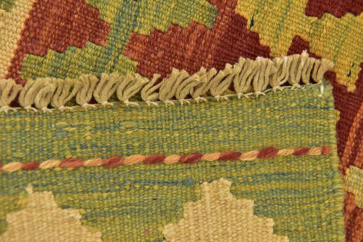 3' 2 x 4' 10 Hand Woven Kilim Waziri Wool Rug